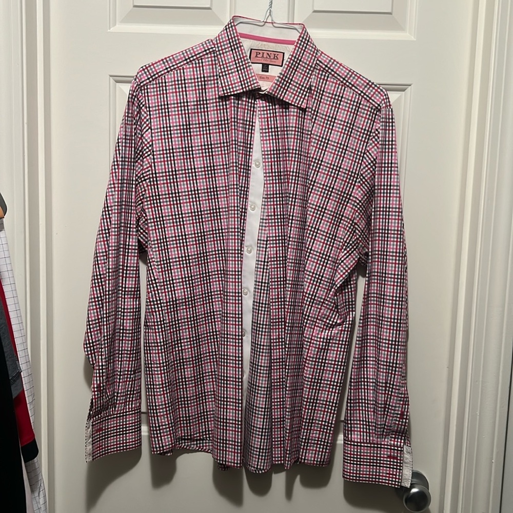 Thomas Pink Slim Fit Men’s Shirt Neck Size 17 (43 cm)